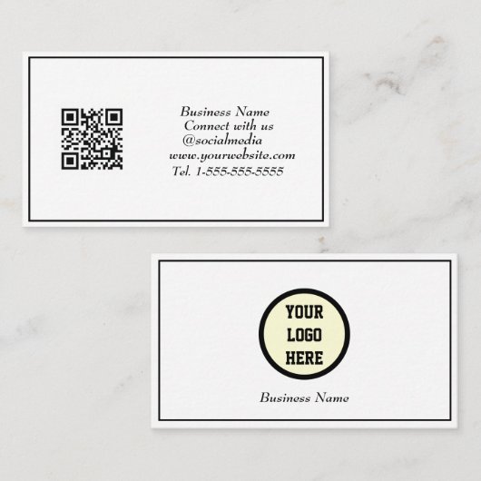 Carte De Visite Médias sociaux QR Code scanner noir professionnel (Devant / Derrière)