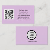 Carte De Visite Médias sociaux QR Code scanner violet Lilac (Devant / Derrière)