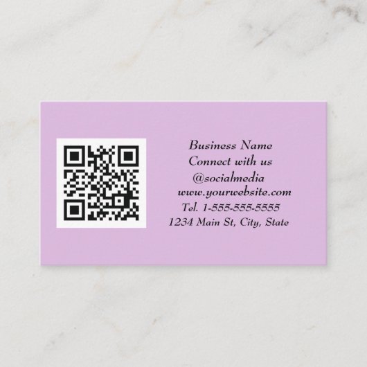 Carte De Visite Médias sociaux QR Code scanner violet Lilac (Devant)