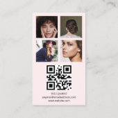 Carte De Visite Médias sociaux roses, Grille photo, Code QR (Dos)