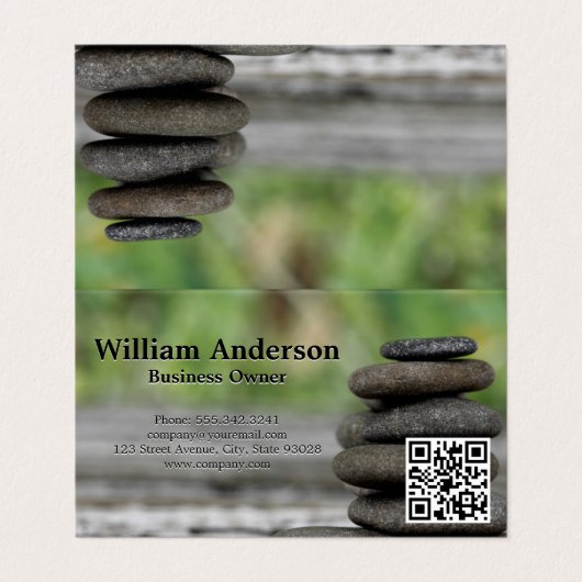 Carte De Visite Médiation | Roches empilées | Code QR (Extérieur déplié)