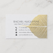 Carte De Visite Médiation Yoga Blanc & Or Mandala Bodhi Leaf (Dos)