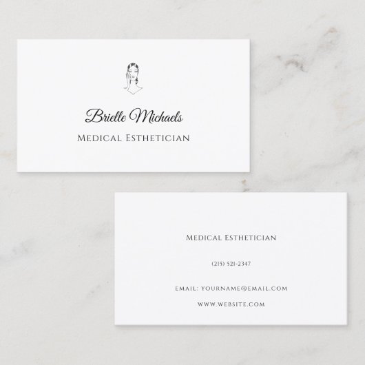 Carte De Visite Medical Esthetician Minimal Elegant (Devant / Derrière)
