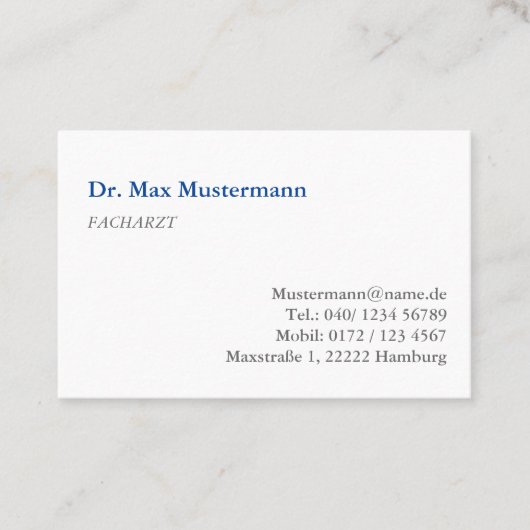 Carte de visite médicale (Devant)