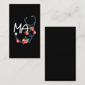 Carte De Visite Médicale assistant Stethoscope Floral Wreath (Devant / Derrière)