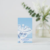 Carte De Visite Médicale blanc 3D Caduceus Blue Design (Debout devant)