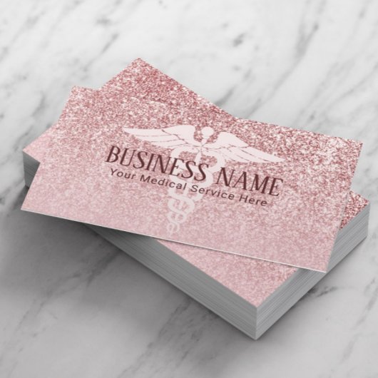 Carte De Visite Médicale Care Modern Rose Gold Parties scintillant