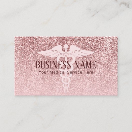 Carte De Visite Médicale Care Modern Rose Gold Parties scintillant (Devant)