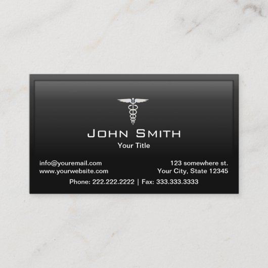 Carte De Visite Médicale Care Professional Black encadré (Devant)