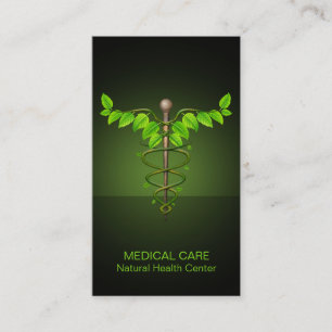 Carte De Visite Médicale holistique alternatif Caduceus Feuilles v