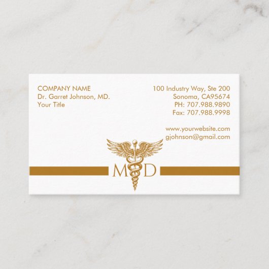 Carte De Visite Médicale Or moderne (Devant)