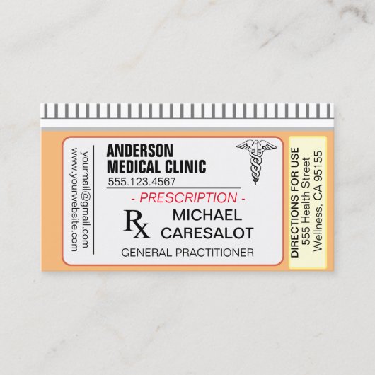 Carte de visite Médicale pour ordonnance mémorable (Devant)