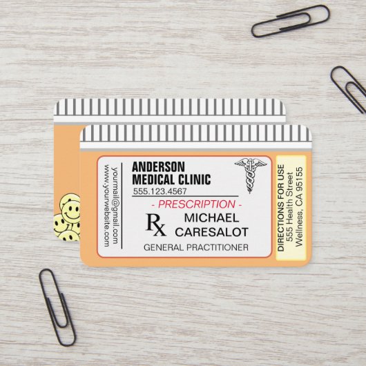 Carte de visite Médicale pour ordonnance mémorable (Devant/Arrière en situation)