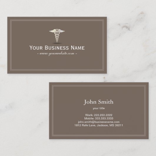 Carte de visite Médicale simple en argent clair (Devant / Derrière)