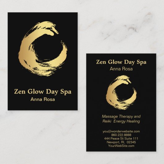 Carte De Visite Méditation abstraite de Reiki de brosse d'or de (Devant / Derrière)