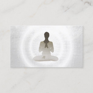 Carte De Visite Méditation argentée élégante d'instructeur de yoga