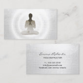 Carte De Visite Méditation argentée élégante d'instructeur de yoga (Devant / Derrière)
