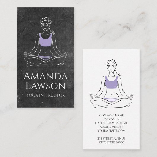 Carte De Visite Méditation de la femme Yoga | Ardoise (Devant / Derrière)