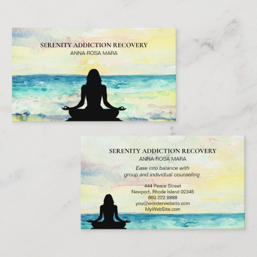 Carte De Visite Méditation de Mindfulness de mer de lever de (Devant / Derrière)