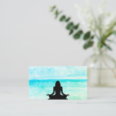 Carte De Visite Méditation de Mindfulness de plage d'océan de yoga (Debout devant)