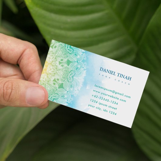 Carte De Visite Méditation de Yoga Mandala Yoga à l'aquarelle de D