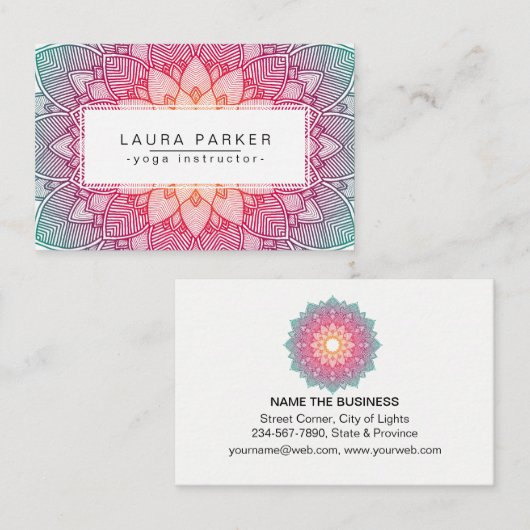 Carte De Visite Méditation d'instructeur de yoga de mandala de (Devant / Derrière)