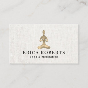 Carte De Visite Méditation d'or d'instructeur de yoga Pose Linen 