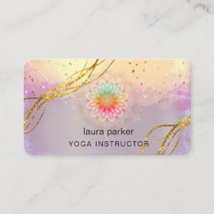 Carte De Visite Méditation d'or Mandala violet Yoga Busi
