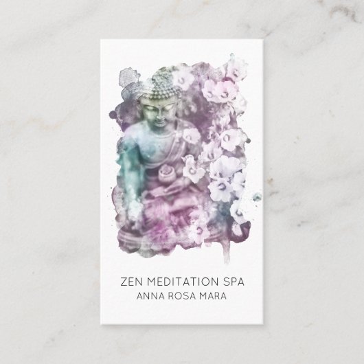 Carte De Visite *~* Méditation du Bouddha floral. QR  (Devant)