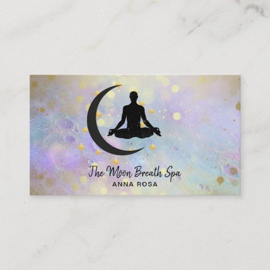 Carte De Visite *~* Méditation Gold Man + Moon Yoga Mindfult (Devant)