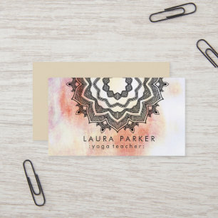 Carte De Visite Méditation holistique du yoga de fleurs de Mandal