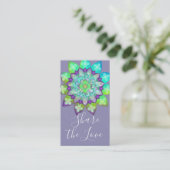 Carte De Visite Méditation Mandala de fleurs en violet Référence (Debout devant)