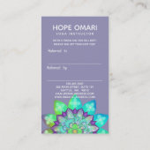 Carte De Visite Méditation Mandala de fleurs en violet Référence (Dos)