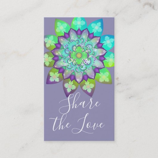 Carte De Visite Méditation Mandala de fleurs en violet Référence (Devant)