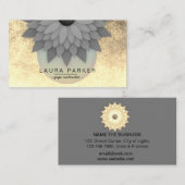 Carte De Visite Méditation noire Yoga à fleurs de lotus (Devant / Derrière)