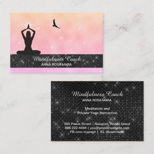 Carte De Visite *~* Méditation Oiseau Aigle Pastel Yoga Parties sc (Devant / Derrière)