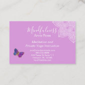 Carte De Visite *~* Méditation Papillon Mandala Reiki Yoga (Dos)