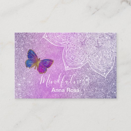 Carte De Visite *~* Méditation Papillon Mandala Reiki Yoga (Devant)