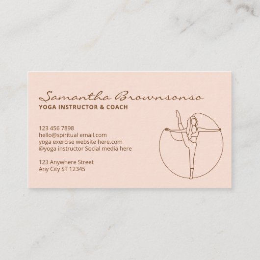 Carte De Visite Méditation Pilates de Yoga Gym rose vif (Dos)
