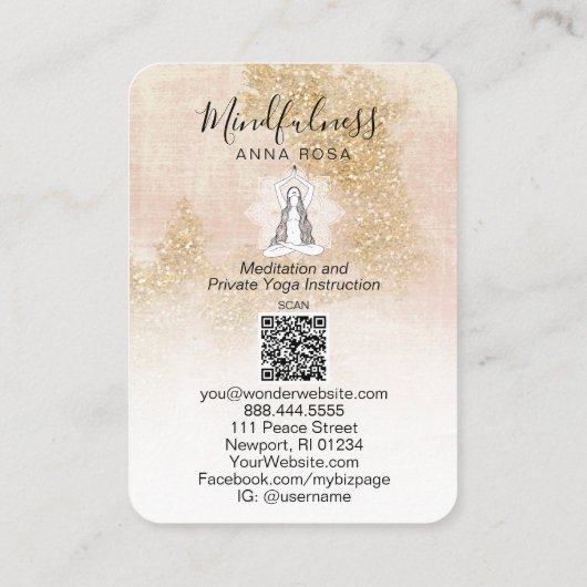 Carte De Visite *~* Méditation Reiki Femme rose QR Mandala déesse (Dos)