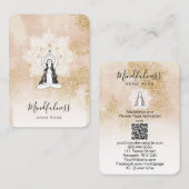 Carte De Visite *~* Méditation Reiki Femme rose QR Mandala déesse (Devant / Derrière)
