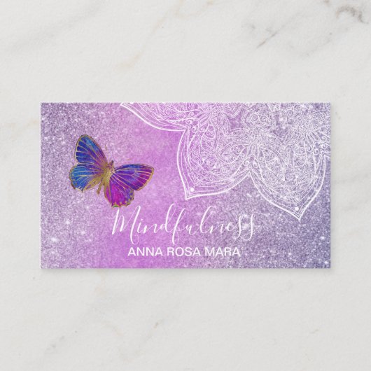 Carte De Visite *~* Méditation Reiki Yoga Mandala Papillon (Devant)