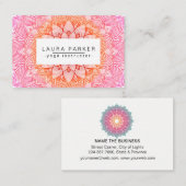 Carte De Visite Méditation rose de yoga de mandala de Lotus (Devant / Derrière)