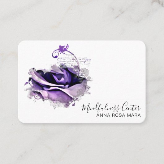 Carte De Visite *~* Méditation ROSE QR Reiki Yoga Floral Flower (Devant)