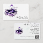 Carte De Visite *~* Méditation ROSE QR Reiki Yoga Floral Flower (Devant / Derrière)