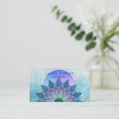 Carte De Visite Méditation Turquoise violette Yoga à fleurs de lot (Debout devant)