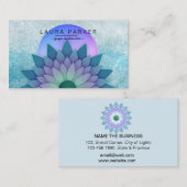 Carte De Visite Méditation Turquoise violette Yoga à fleurs de lot (Devant / Derrière)