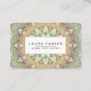 Carte De Visite Méditation verte de yoga de mandala de Lotus