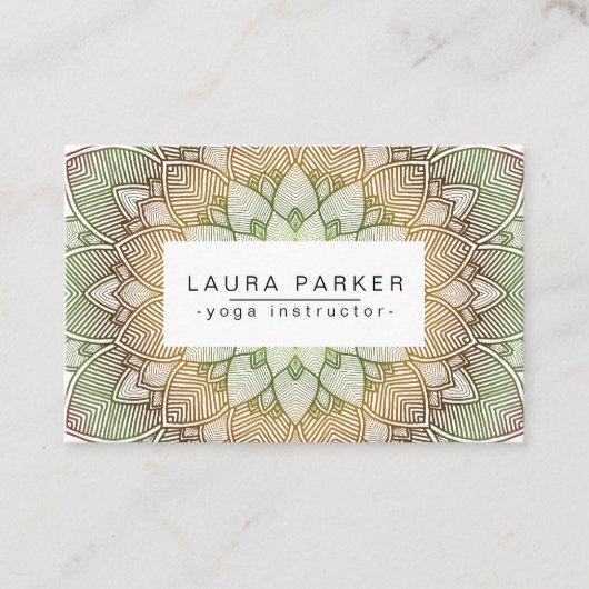 Carte De Visite Méditation verte de yoga de mandala de Lotus (Devant)