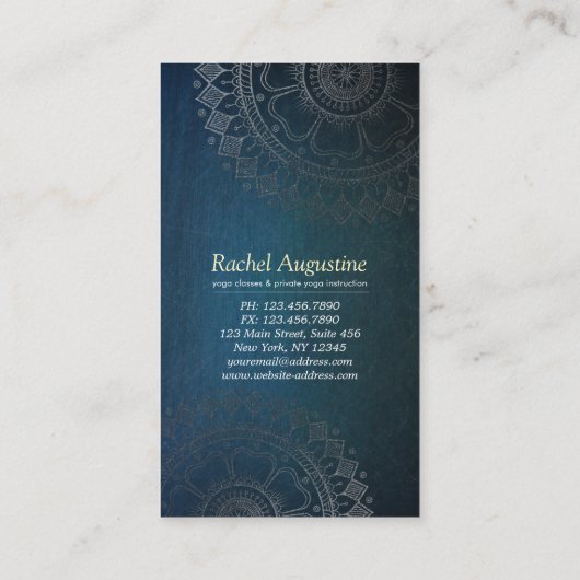 Carte De Visite Méditation Yoga Enseignant Moderne Orange Or Manda (Dos)